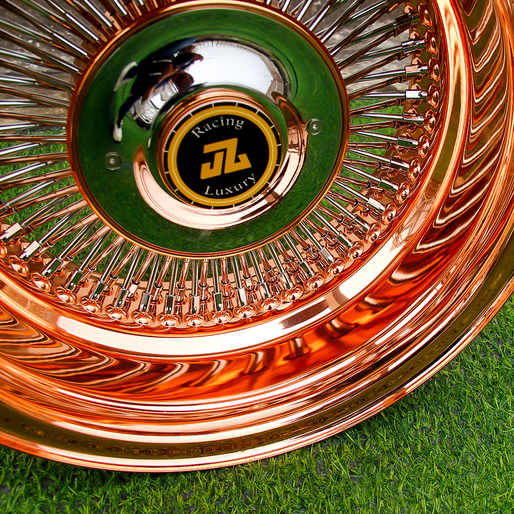 Jiangzao 17-26 Inch Gold/Rose Gold/Chrome Wire Wheel Rim for Vintage Car New Condition 50mm 25mm 35mm 0mm Spacing