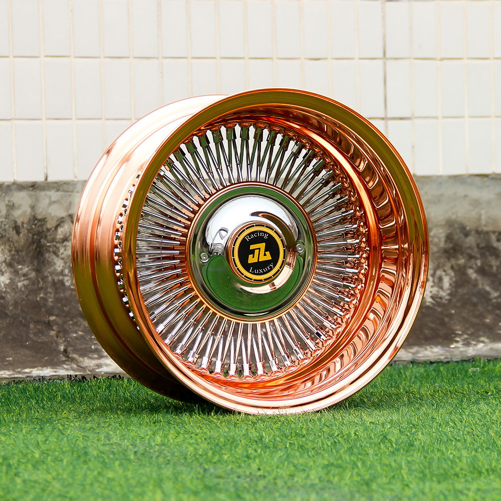 Jiangzao 17-26 Inch Gold/Rose Gold/Chrome Wire Wheel Rim for Vintage Car New Condition 50mm 25mm 35mm 0mm Spacing