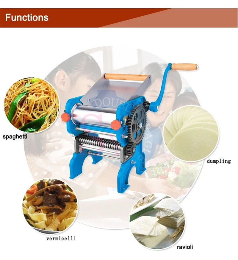 Household cast iron Manual dough roller Noodle Making Machine/bearing style hand pasta maker machine with two blades