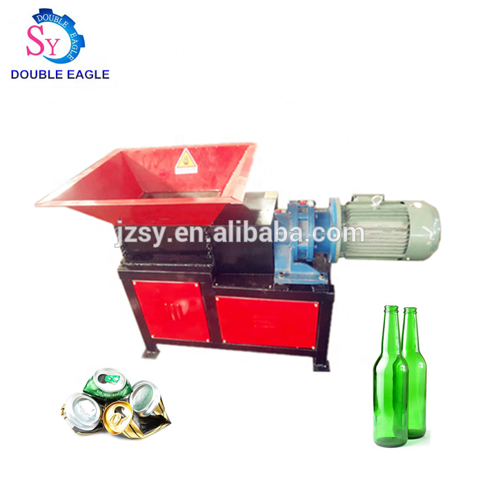 Industrial small paper plastic shredder/glass garbage crusher shredding machine/waste beer bottle crushing recycling equipment