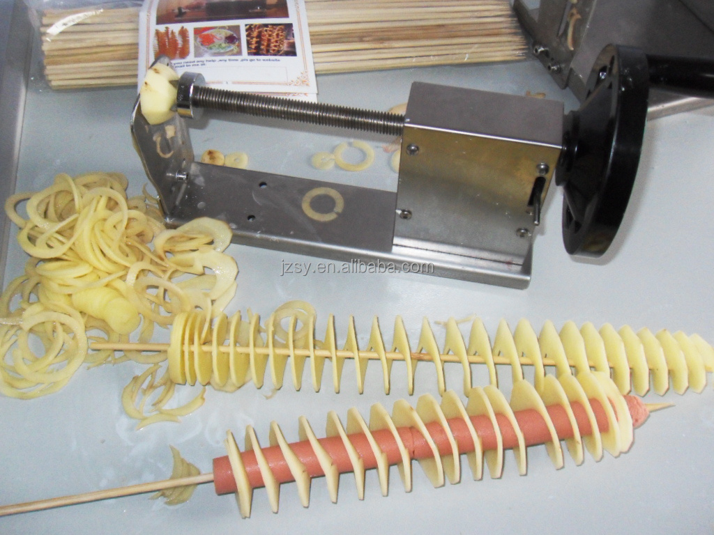 Stainless Steel Hand Potato Curly Fry Cutter/Twisted Potato Hot Dog Spiral Slicing Machine Carrot Tornado Cutting Equipment