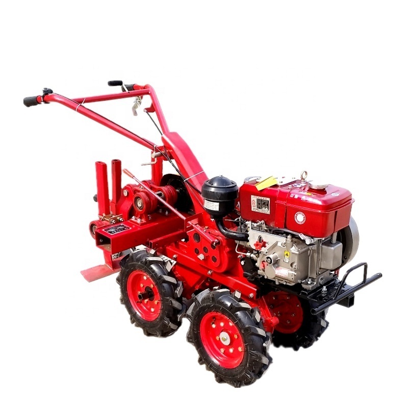 Agricultural small gasoline walking tractor garlic harvester/household four-wheel spatula garlic seedling reaping machine