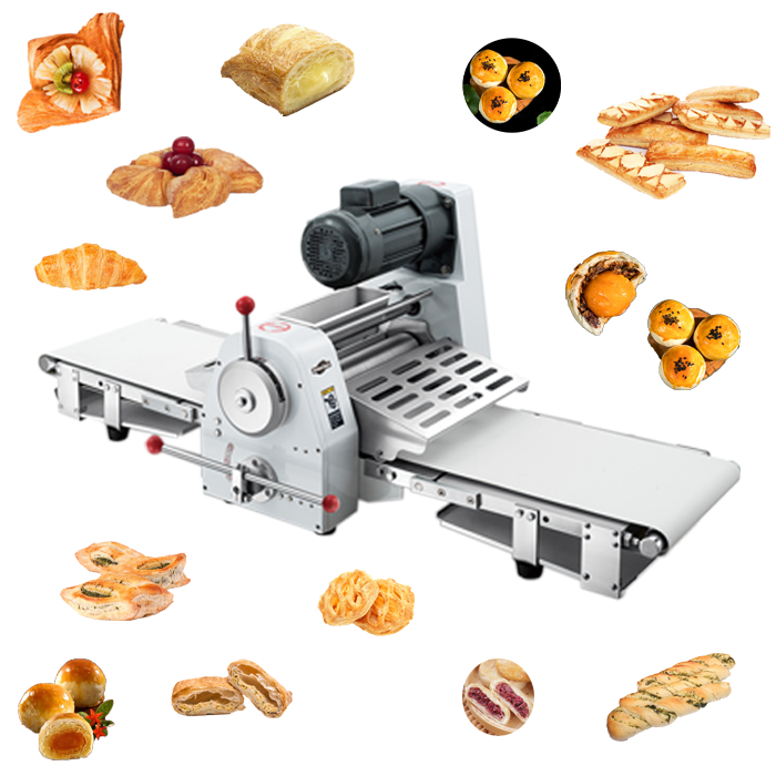 automatic commercial dough roller sheeter machine bakery laminating croissant folding machine press puff pastry making machine