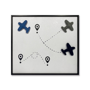 JZ Home Decor Handmade Wall Art Mixed Media Artwork Airplane 3D Painting Kids Room Decoration