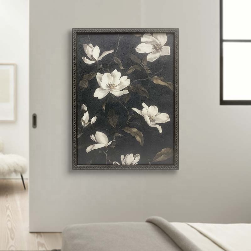 JZ Home Decor Framed Flower Wall Art Paper Gicelee Painting Texture Print Painting Decoration