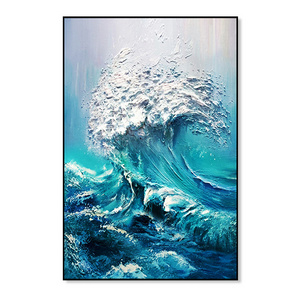 JZ  Home Decor Hand Painting 3D Artwork Hand Painted Abstract Oil Painting Texture Seascape Canvas Art Wall Decoration