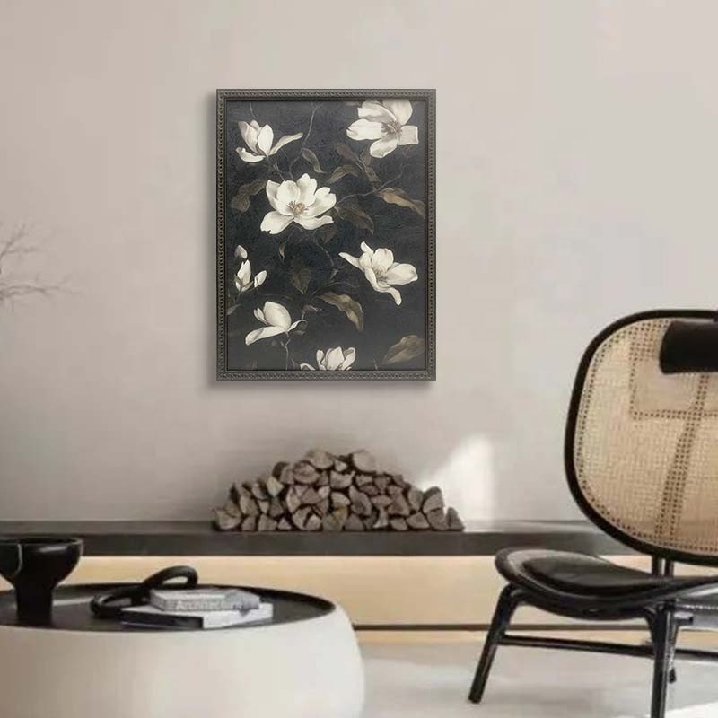 JZ Home Decor Framed Flower Wall Art Paper Gicelee Painting Texture Print Painting Decoration