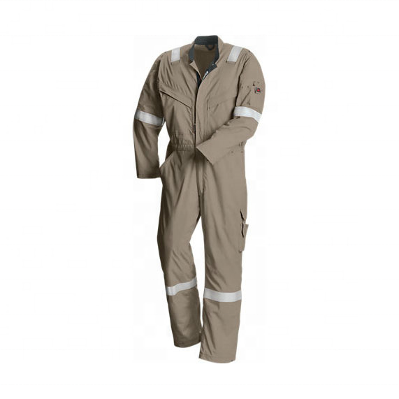 High Quality Custom Mens Safety Working Suits 300gsm Cotton Twill Frc Fire Retardant Coverall Unisex Reflective Safety Clothing