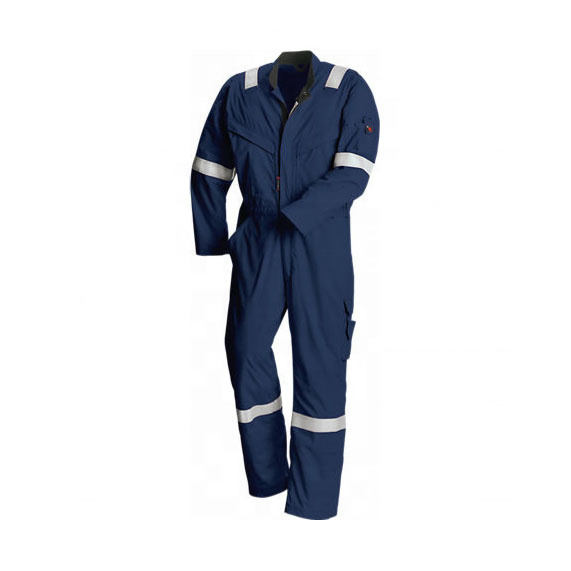 High Quality Custom Mens Safety Working Suits 300gsm Cotton Twill Frc Fire Retardant Coverall Unisex Reflective Safety Clothing