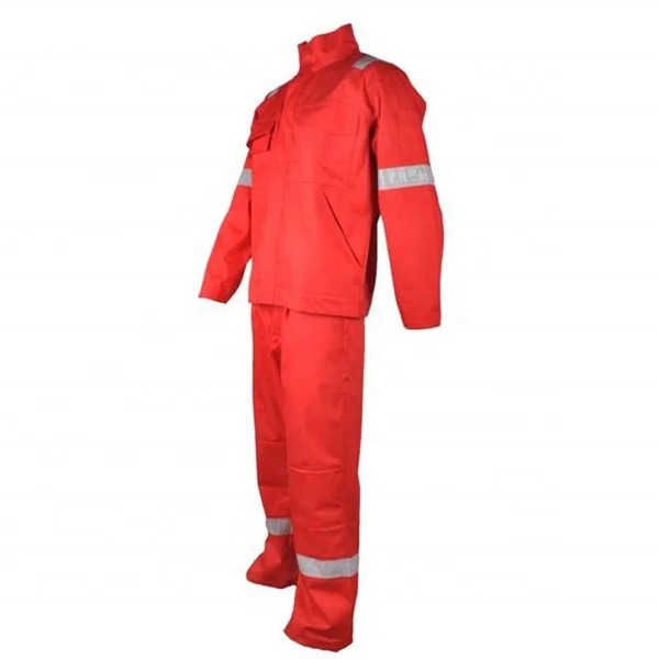 New Arrival Two Pieces FR Coverall 100% Cotton Heavyweight Red Safety Overalls Flame Retardant Working Uniform For Men