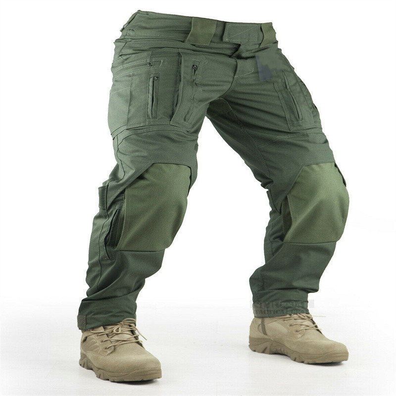 Heavyweight Cotton Canvas Durable Waterproof Safety Work Pants Army Green Men's Cargo Pants & Trousers