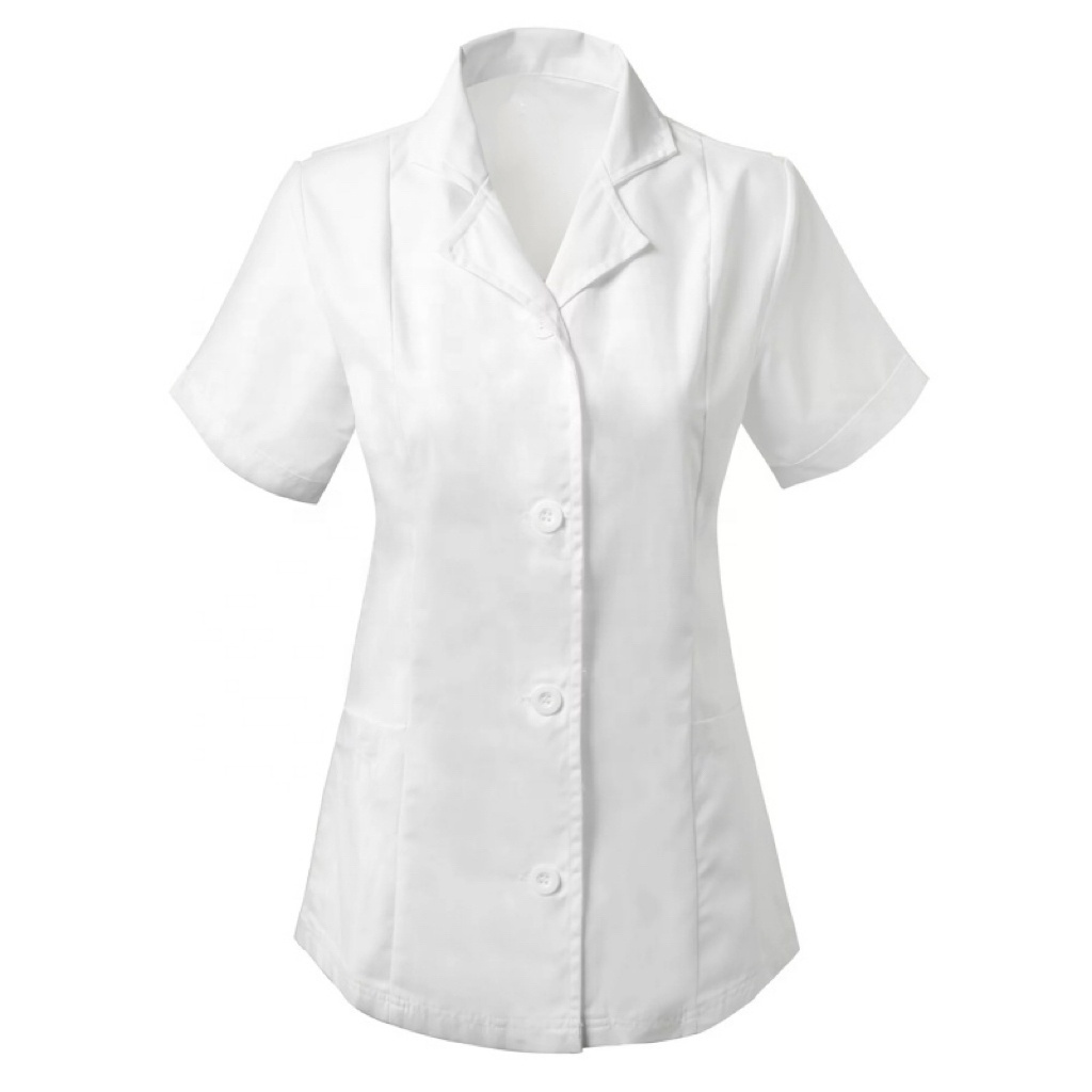 Hot Sale 100% Cotton Unisex White Lab Coat Lightweight Button Down Nurses Uniform Long Sleeves Medical Gown For Women