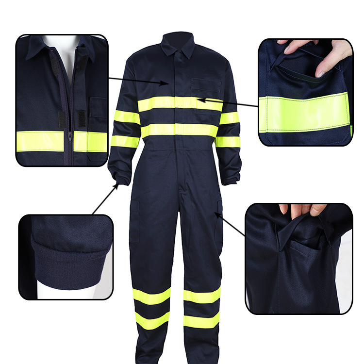 Wholesale Price High Quality FR Clothing 100% Cotton Flame Retardant Overalls One Piece Unisex Reflective Safety Clothing