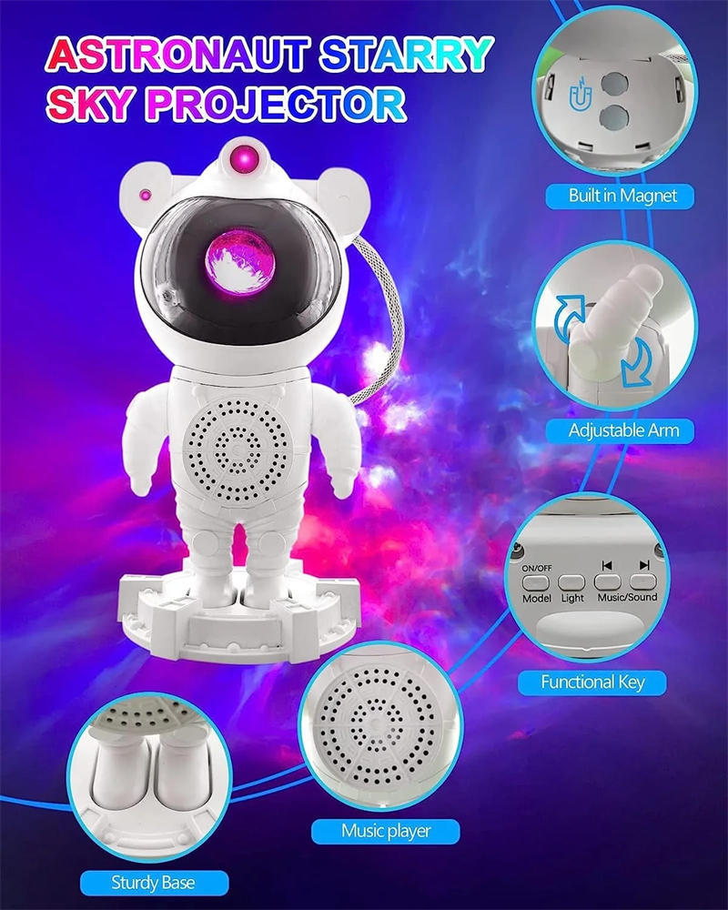 LED Astronaut Projector Lamp Star Galaxy Bedroom Atmosphere Light BT Speaker With Remote Control For Decoration Ornament