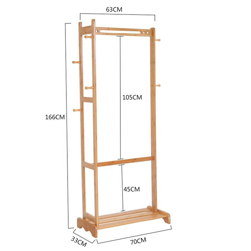 Bamboo Clothing Rack Bamboo Clothes Laundry Rack With 6 Side Hooks Lower Shoe Shelf