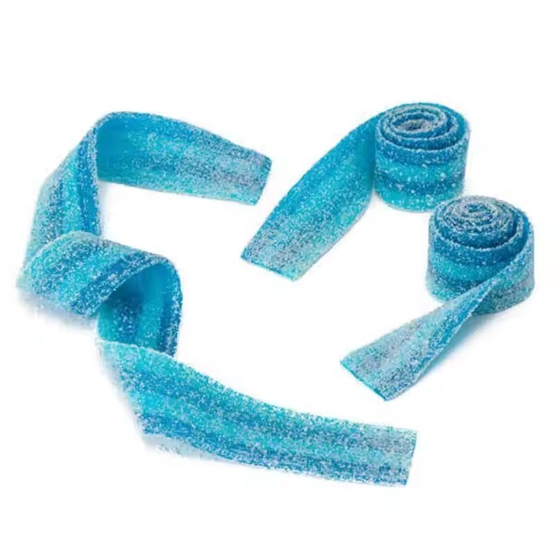 Soft Strip  Sugar Coated Rainbow Sour Gummy Candy Wholesale