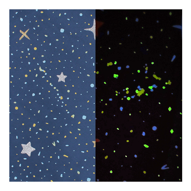 2020 Star Printed Glow In The Dark Fabric Fluorescent Luminous Colorful Noctilucent Glow In The Dark Fabric