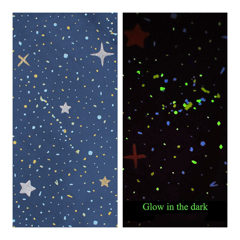 New Technic Glow In The Dark Polyester Printed Luminous Fabric For Garments