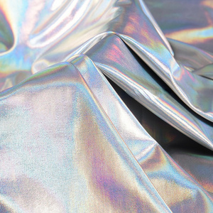 New Arrival Laser Fabric Polyester Spandex Stretch Knit Glitter Laser Metallic Hologram Holographic Fabric