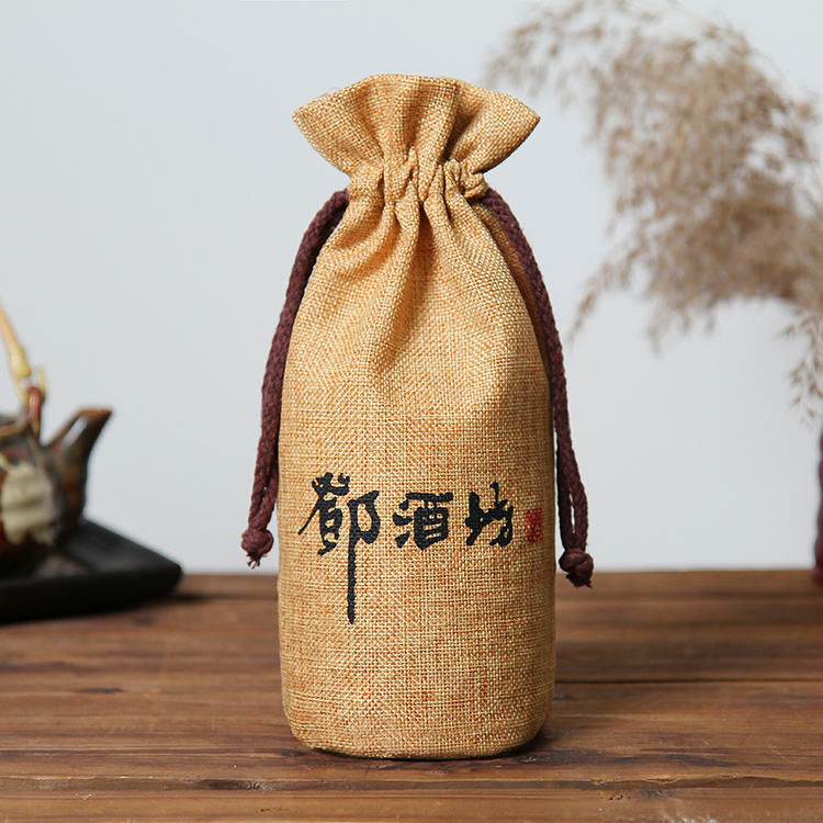 Custom High Quality Jute Drawstring Gift Dust Bag  Drawstring  Ruffle