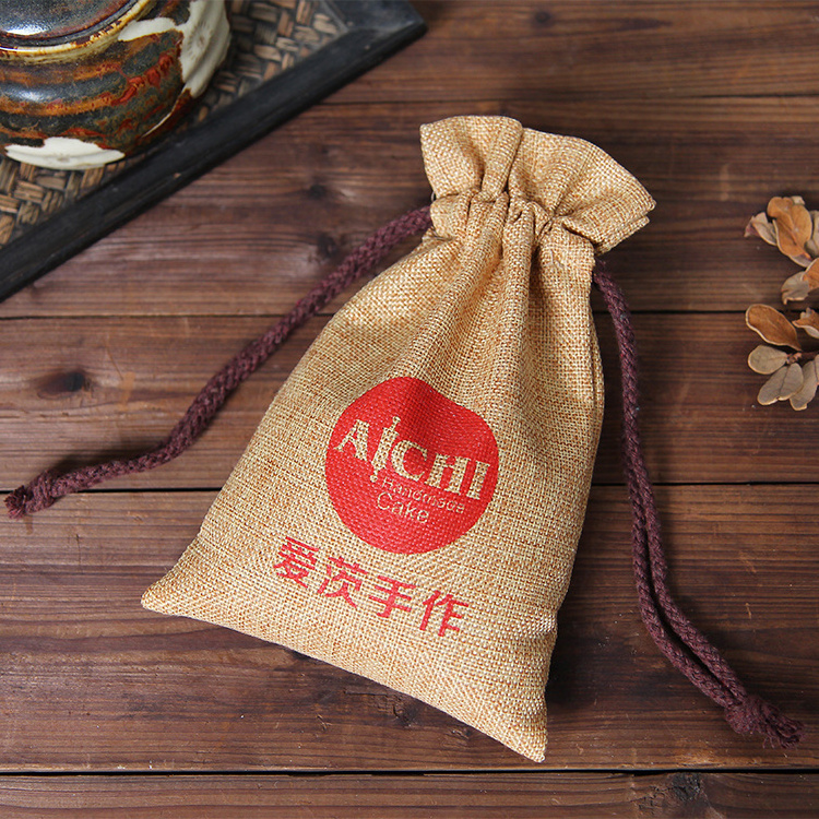 Custom High Quality Jute Drawstring Gift Dust Bag  Drawstring  Ruffle