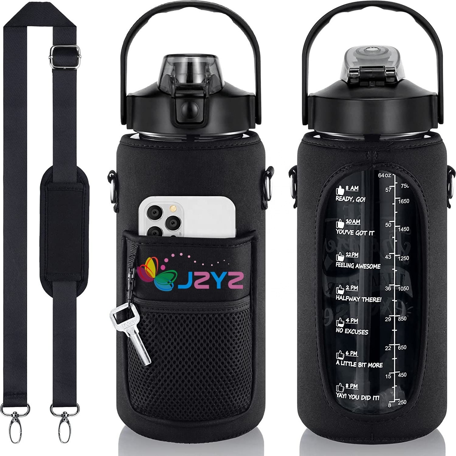 JZYZ Bulk Empty 2022 S Eco Friendly Babys With Strap Bling Stainless Steel Pure Copper Motivational 2l Water Bottle