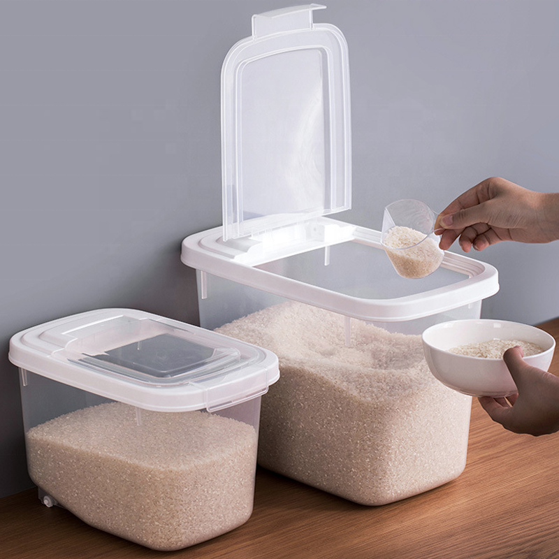 Rice Storage Box Rice Dispenser Rice Container Grain Storage Jar Cereals Bucket Pet Food Container Kitchen Organizer