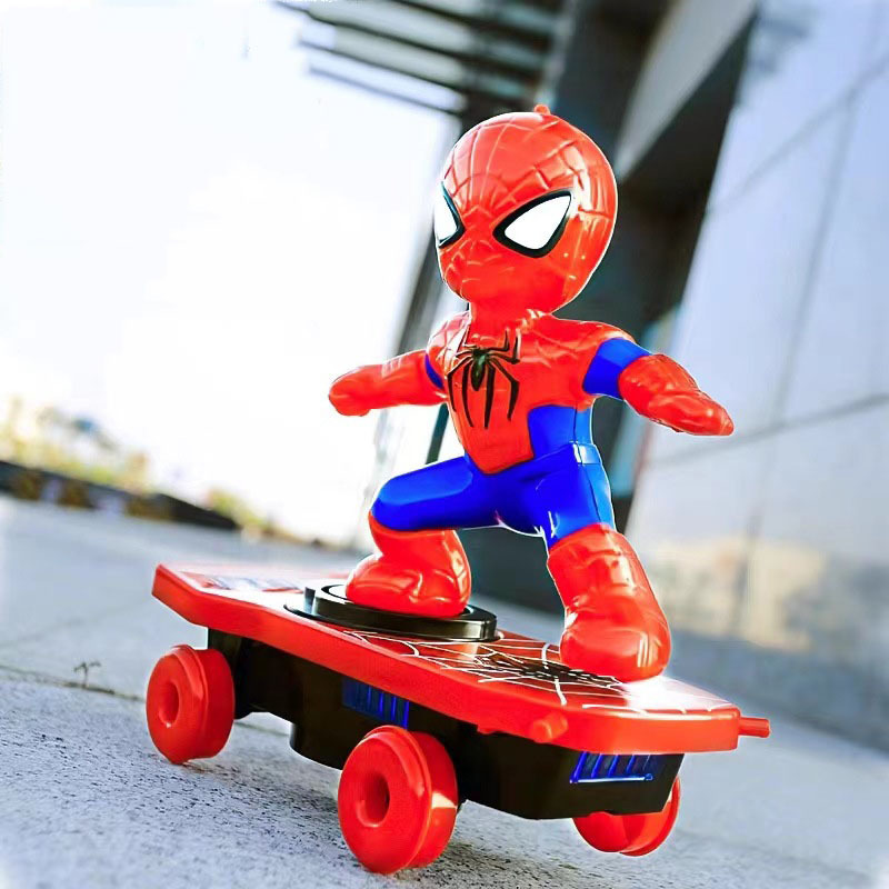 Spider Man stunt Kick scooter 360 degree rotation tumbling children's toy boy electric Radio-controlled car