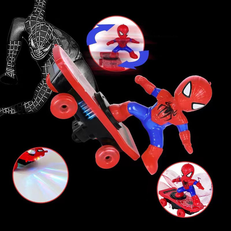 Spider Man stunt Kick scooter 360 degree rotation tumbling children's toy boy electric Radio-controlled car