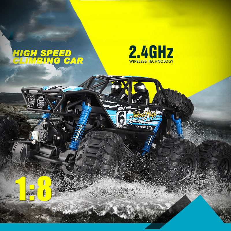 1: 8 6-wheel off-road amphibious vehicle 2.4G electric climbing vehicle children's remote control toy car