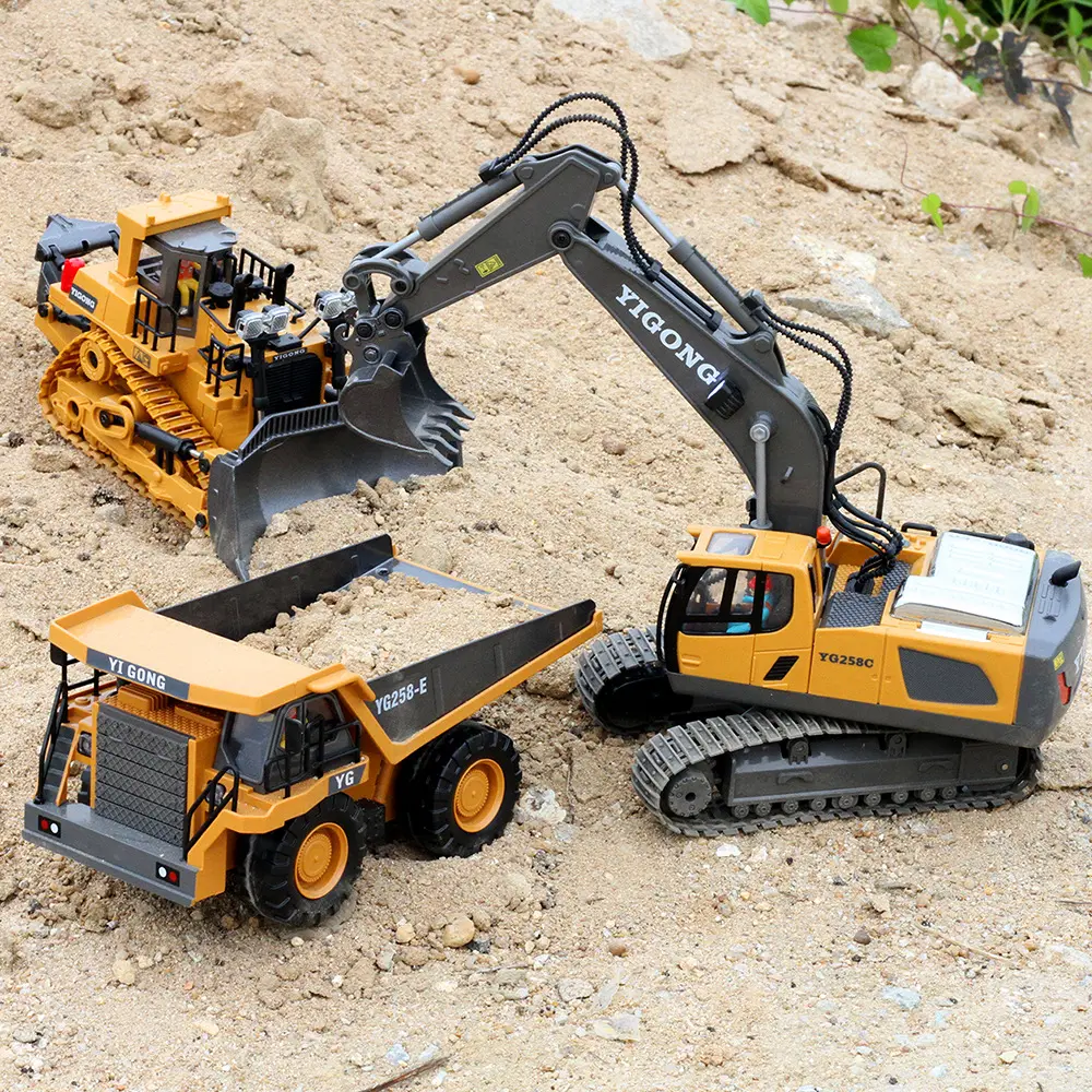 Remote Control Excavator Toy 13 Channel RC Construction Vehicles Hydraulic Haulers Digger Toys Gift For 3- 10 Years Old