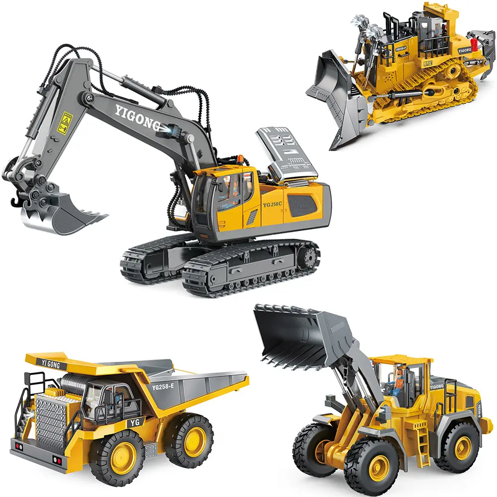 Remote Control Excavator Toy 13 Channel RC Construction Vehicles Hydraulic Haulers Digger Toys Gift For 3- 10 Years Old