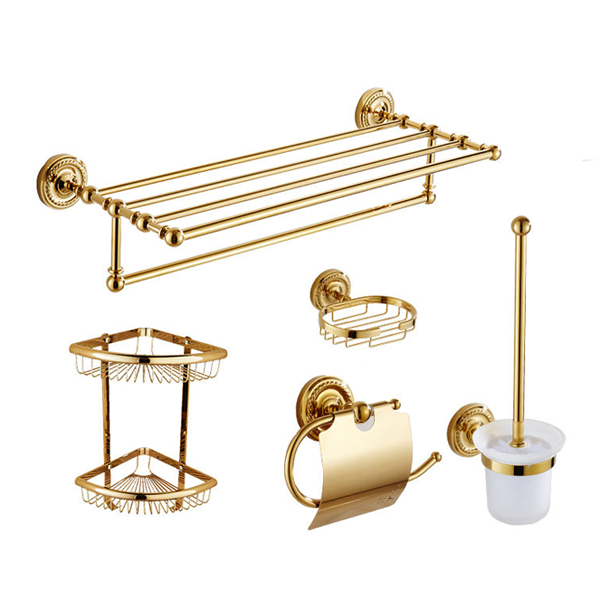 Luxurious High Quality Golden Wall Hung Bathroom Hanging Fittings New Series Brass  Sanitary Ware Accessory