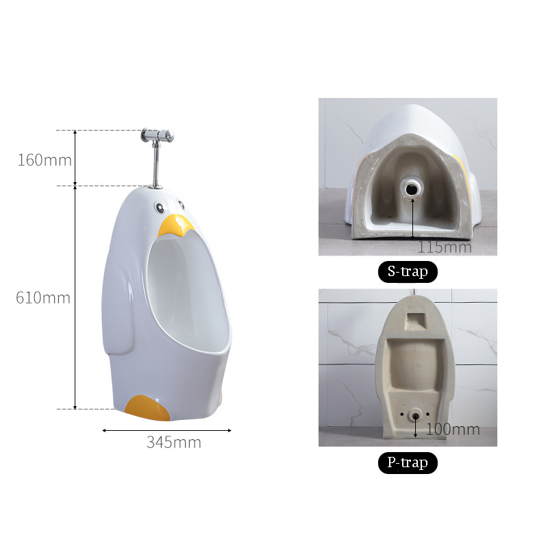 KD-K004U Handmade Ceramic Sanitary Ware Blue Color Floor Mounted Install Urinal for Kindergarten Kids Animal Shape Urine Bowl