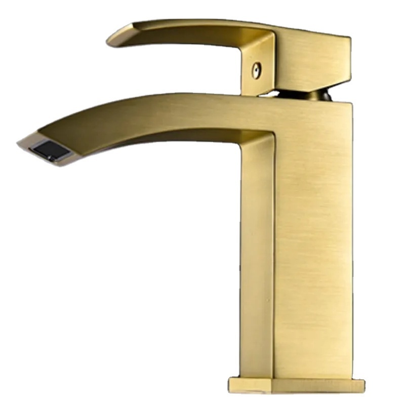 KD-47GF-1 Fancy Bathroom Sanitary Hardware Counter Top Types of Water Taps High Quality Gold Plated Brass Square Mixer Faucet