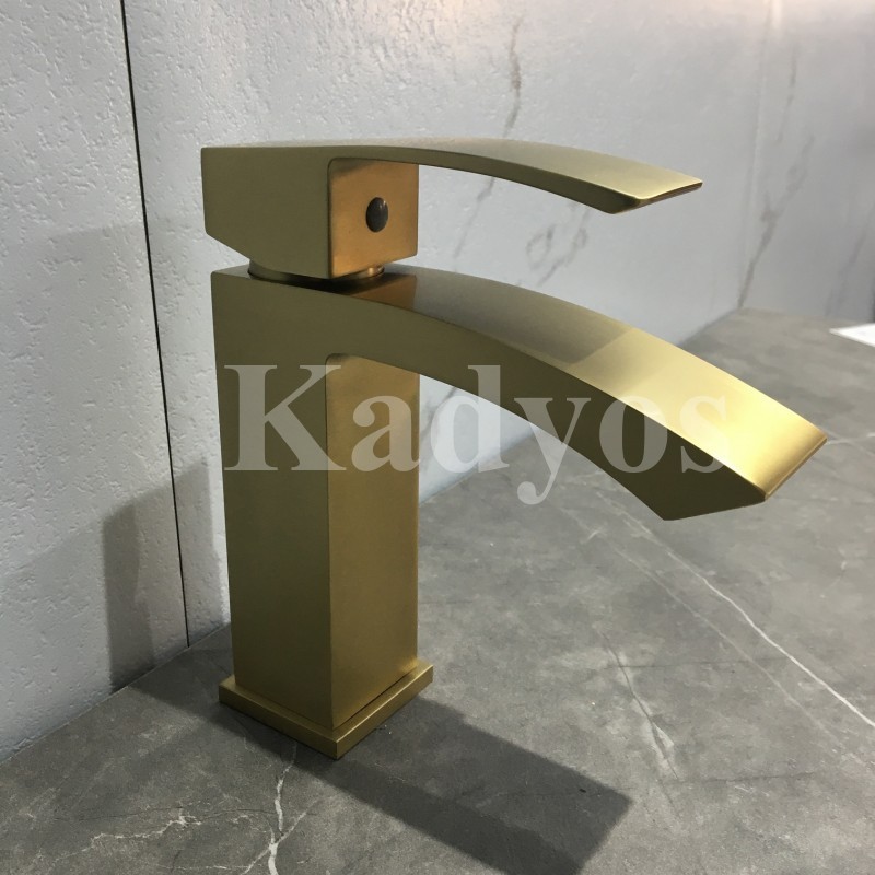 KD-47GF-1 Fancy Bathroom Sanitary Hardware Counter Top Types of Water Taps High Quality Gold Plated Brass Square Mixer Faucet