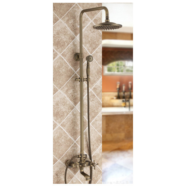 KD-07S In Stock Copper Waterfall and Rainfall Shower Head with Hand Sprayer Vintage Style Bathroom Wall Shower System Faucet