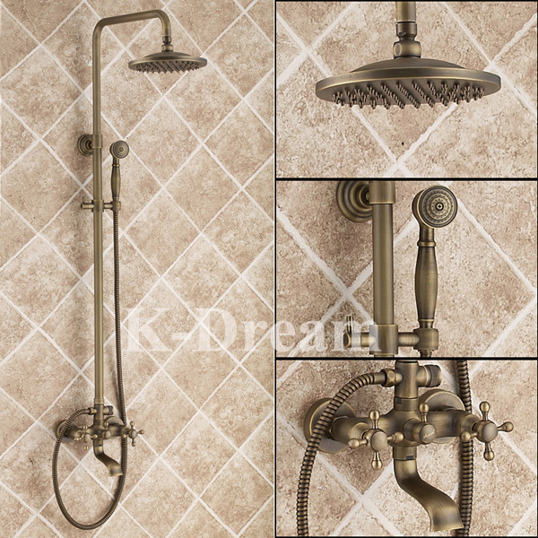 KD-07S In Stock Copper Waterfall and Rainfall Shower Head with Hand Sprayer Vintage Style Bathroom Wall Shower System Faucet