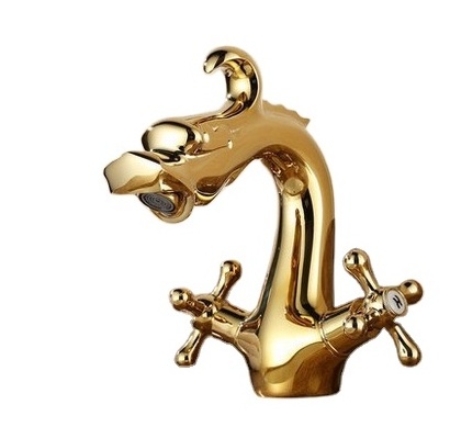 Animal Shape Water Tap Dragon Faucet KD-F230 Countertop Basin Water Faucet Golden Color Bathroom Mixer