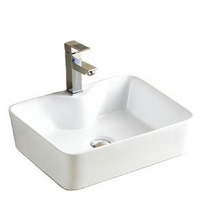 KD-20AB Grace White Color Glazed Home Bathroom Above Counter Mounted Ceramic Washing Hand Sink Rectangular Salon Basin Hair Wash