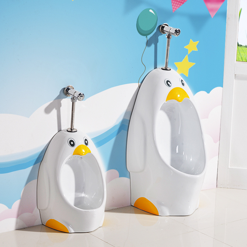 Popular Colored Sanitary Ware for Kindergarten Children European Bathroom Lovely Penguin Shape Ceramic Urinal with Many Colors