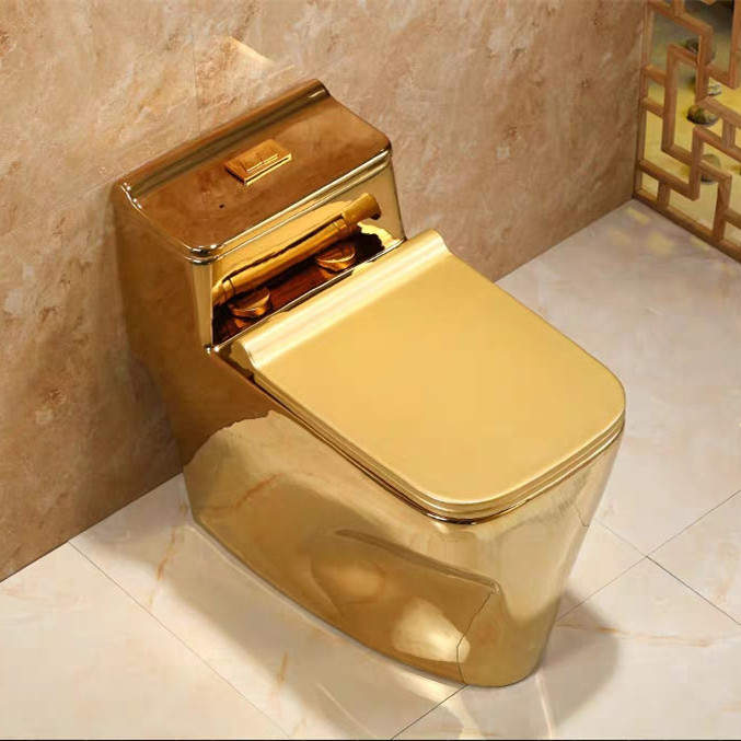 KD-18GPA New Trending Bathroom Gold Plated Ceramic Soft Closing Seat Cover WC Toilet Shiny Golden One Piece Water Closet