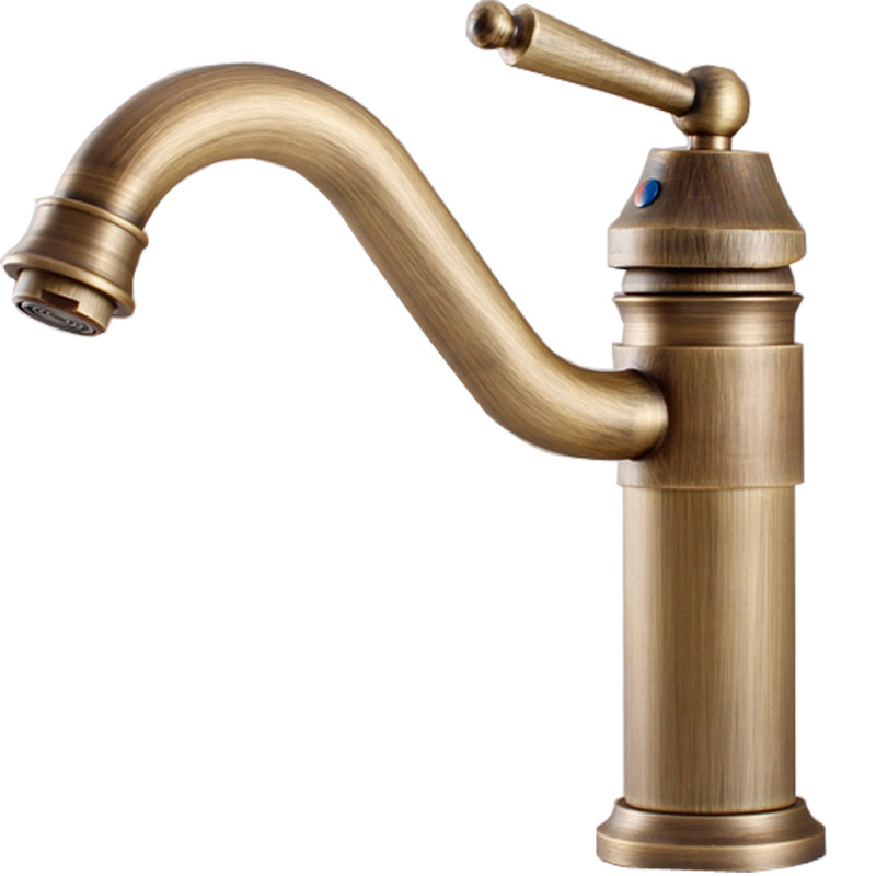 KD-36GF-2 Antique Sanitary Ware Wash Basin Accessories Long Arm Water Heater Tap Commercial Brass Material Table Sink Faucet