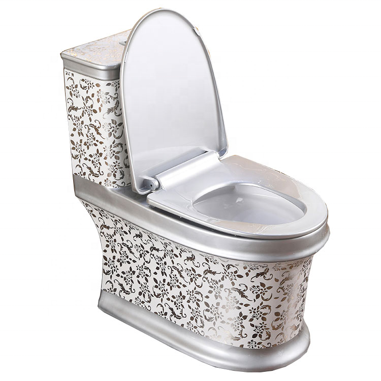 Modern designbathroom one piece wc porcelain golden pattern toilet gold