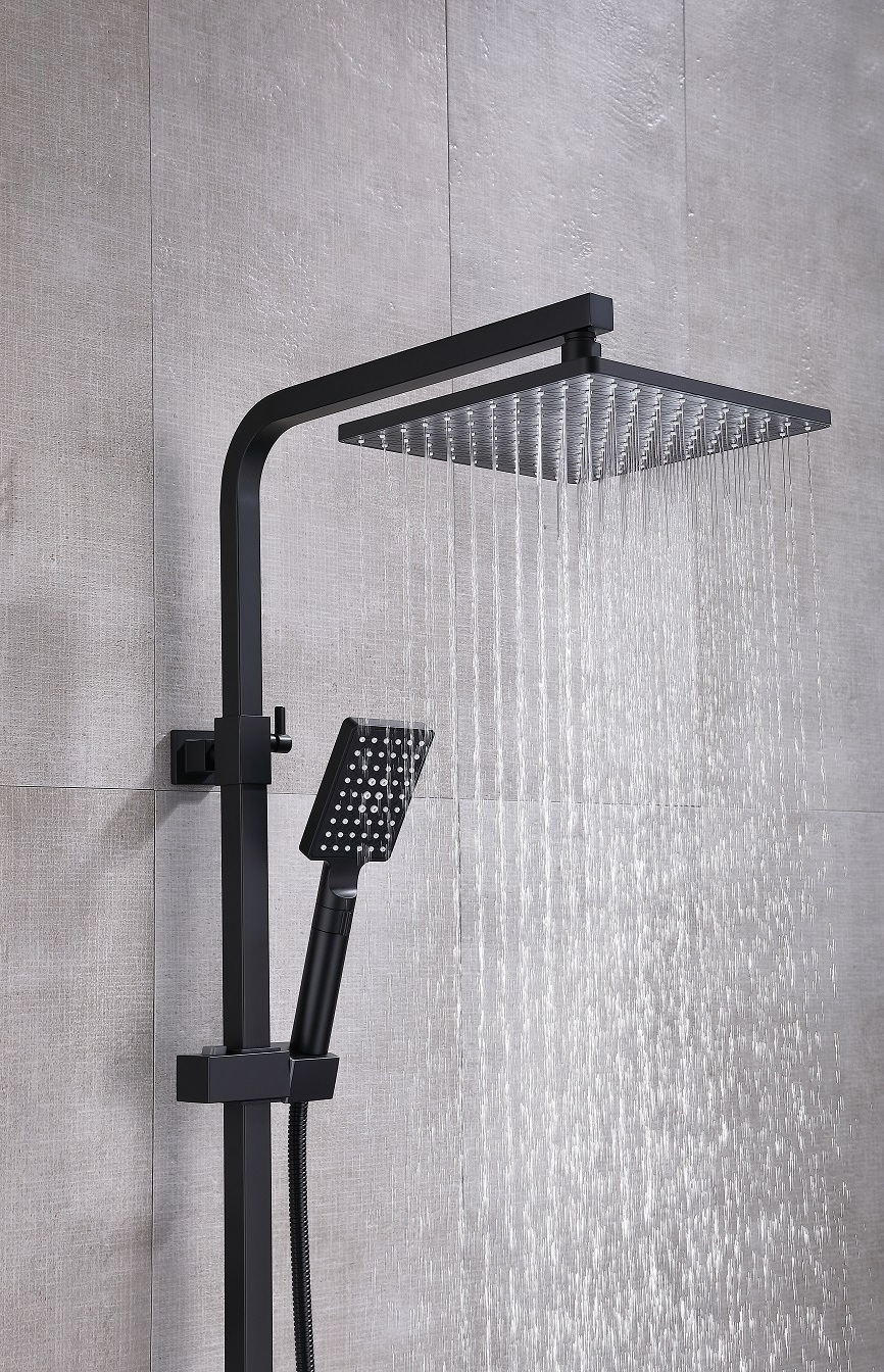 KD-BS04 High Grade Hotel Bathroom Sanitary Hardware Square Shape Black Waterfall Shower Head Constant Temperature Bath Faucet