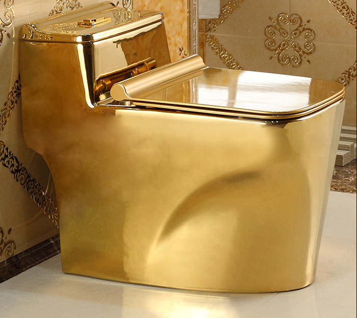 KD-18GPA New Trending Bathroom Gold Plated Ceramic Soft Closing Seat Cover WC Toilet Shiny Golden One Piece Water Closet