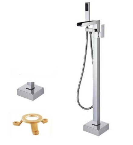 KD-BTS03 High Standard Quality Washroom Ware Floor Mounted Hand Shower with Bathtub Faucet Chromed Square Bathroom Shower Set