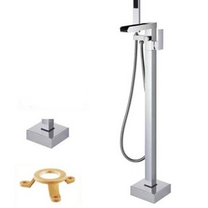 KD-BTS03 High Standard Quality Washroom Ware Floor Mounted Hand Shower with Bathtub Faucet Chromed Square Bathroom Shower Set