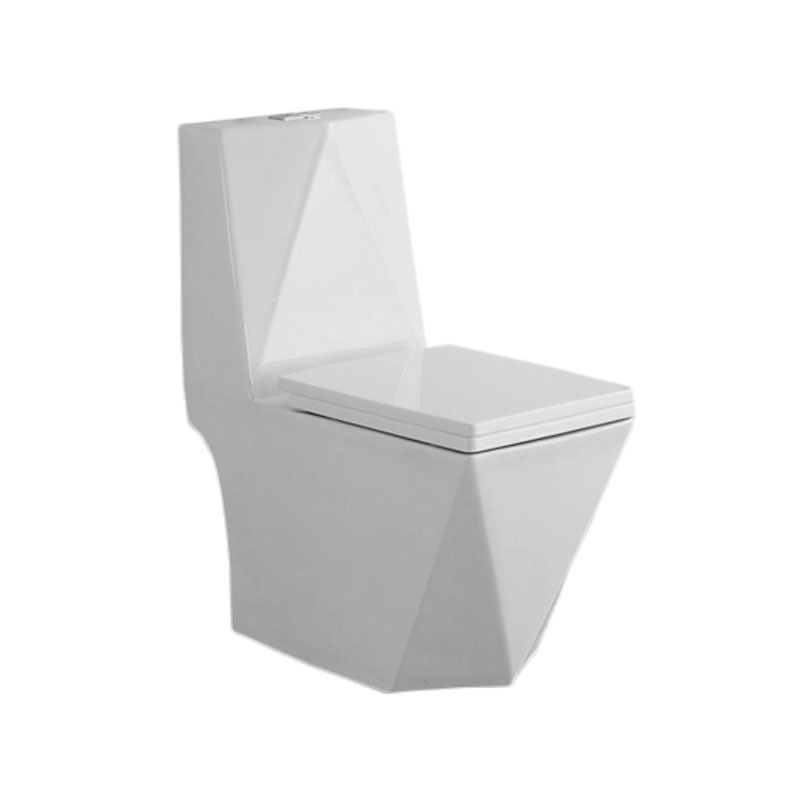 KD-T007P Good Workmanship Ceramic WC Bathroom Toilets One Piece Toilet Diamond Design Floor Mounted Square Water Closet Seat