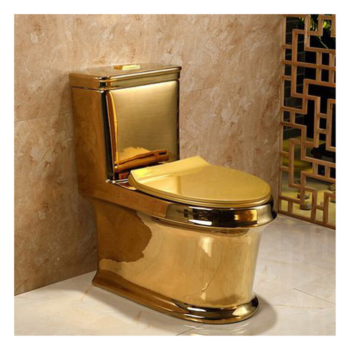 Modern designbathroom one piece wc porcelain golden pattern toilet gold